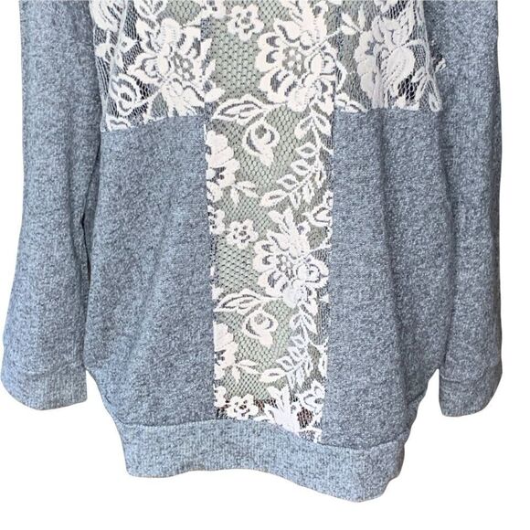 FOREVER 21 gray lace cold shoulder sweatshirt size M - Picture 8 of 11
